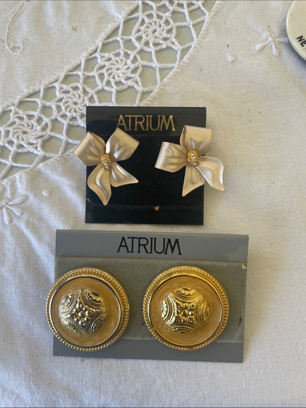 Gold-Tone Floral Bow & Ornate Medallion Clip-On Earring Set - Gold